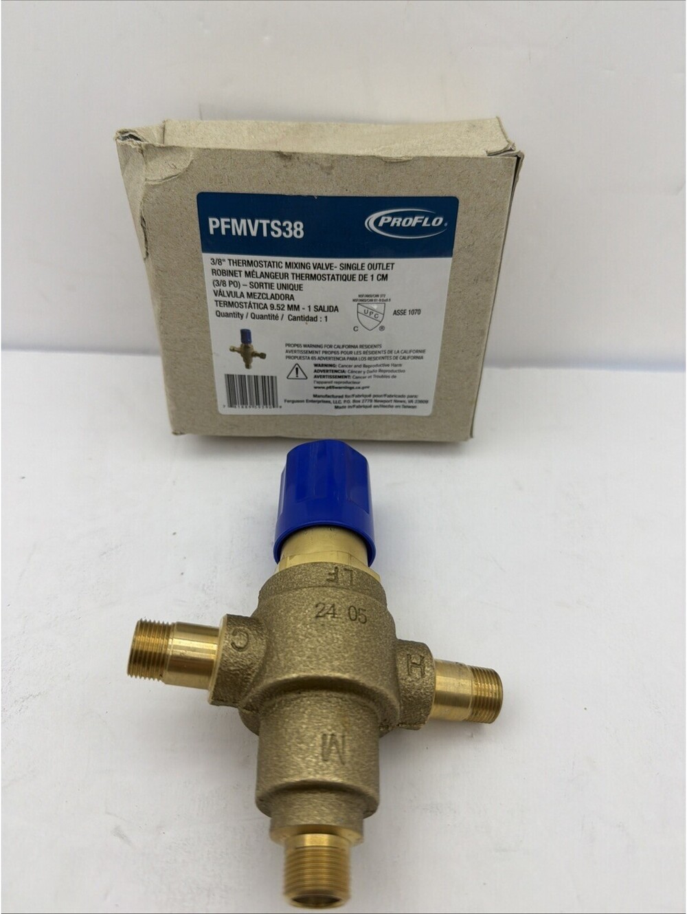 PROFLO PFMVTS38 3/8" Thermostatic Mixing Valve - Single Outlets - Brass